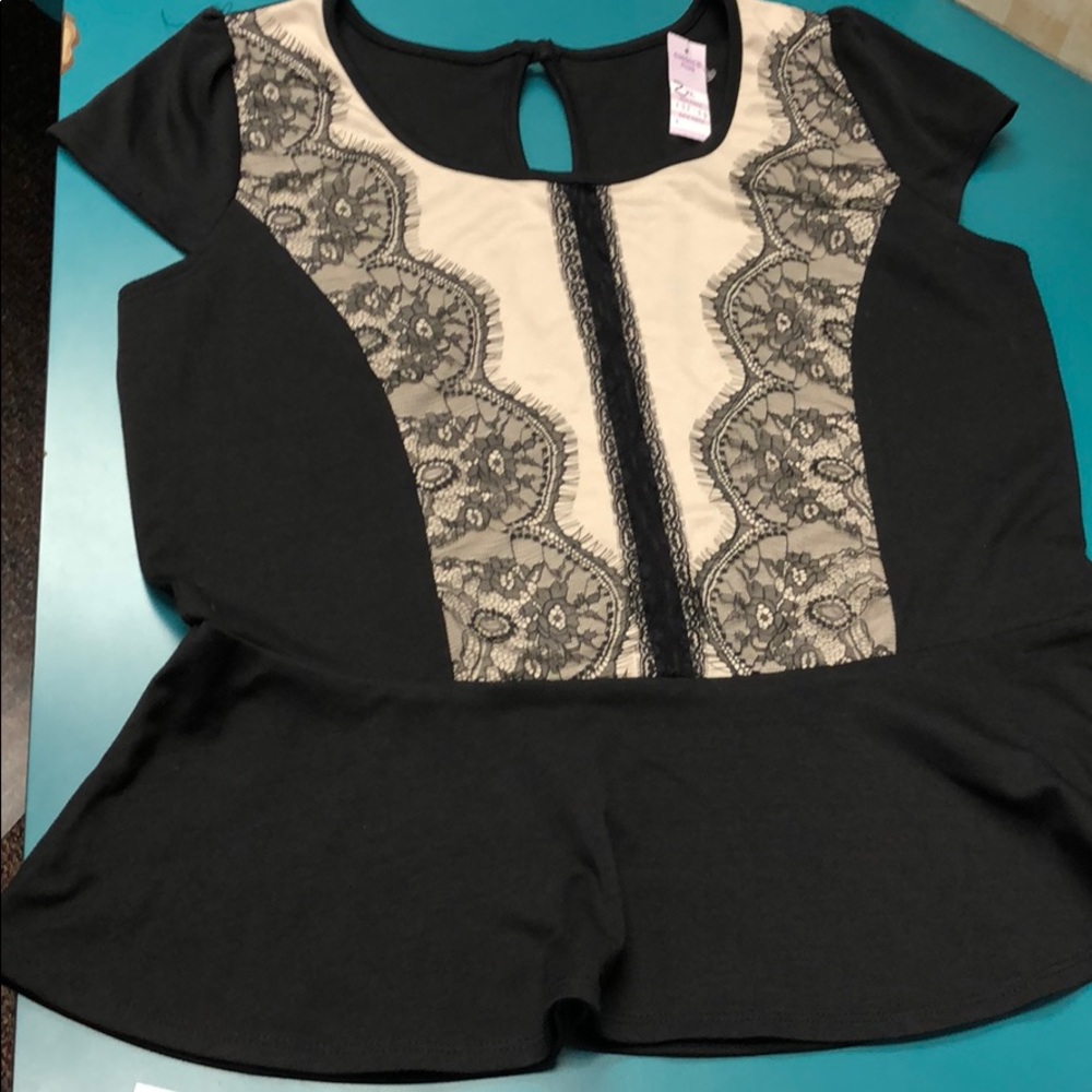 NWT Choice plus black /tan lace Peplum sz 2xl